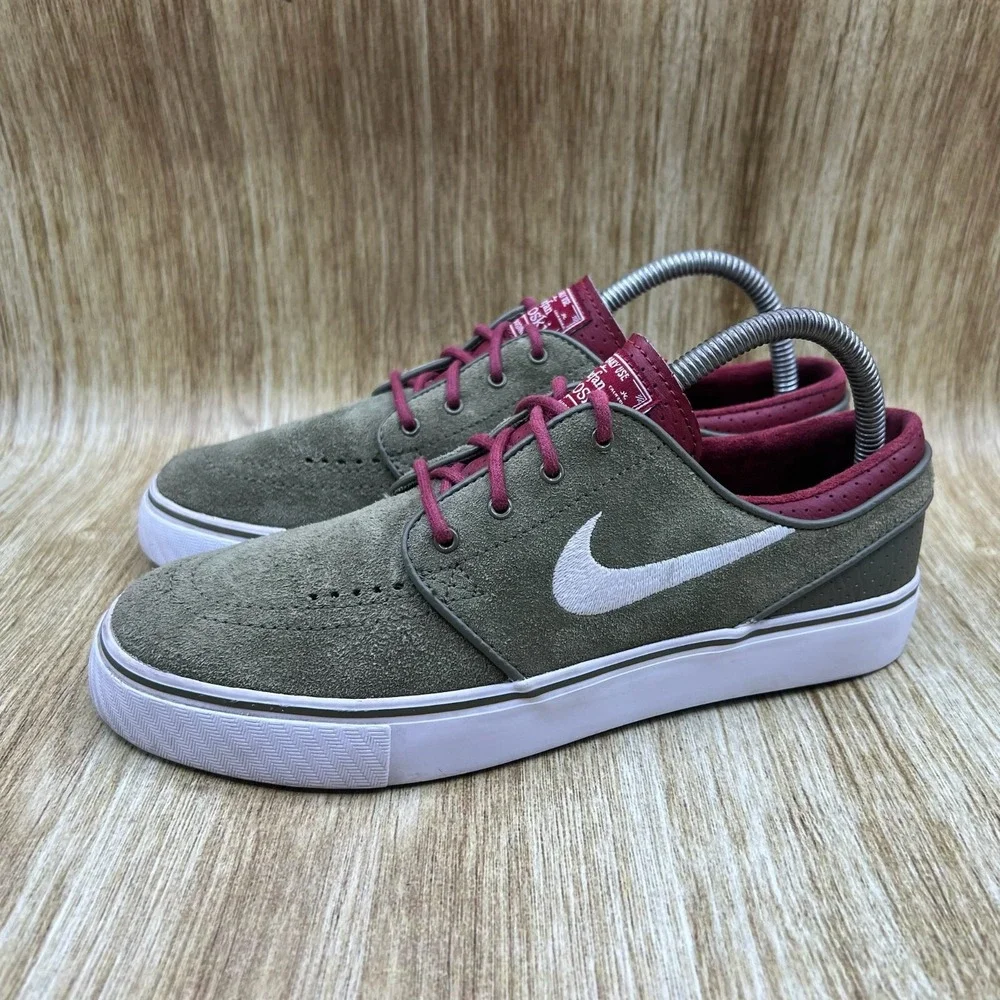 Nike SB Zoom Stefan Janoski Men's Size 7 Olive‎ Green Burgundy Shoes 333824-216